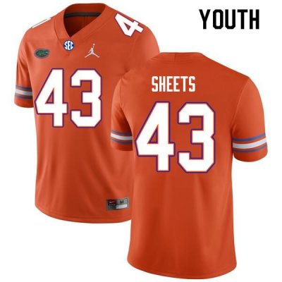 Youth Florida Gators #43 Jake Sheets NCAA Nike Orange Authentic Stitched College Football Jersey ZIO5062UD